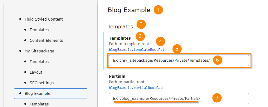 Screenshot demonstration the position of the categories, labels etc