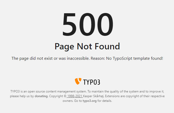 Error message "No TypoScript record found!"