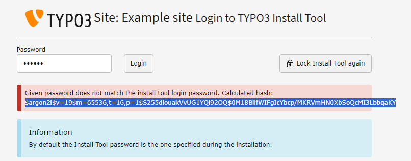 Screenshot demonstrating copying the calculated hash in the install tool